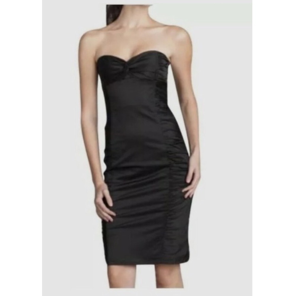 Nanette Lepore Black Siren Mini Dress‎ Ruched Strapless Zipper Size 4